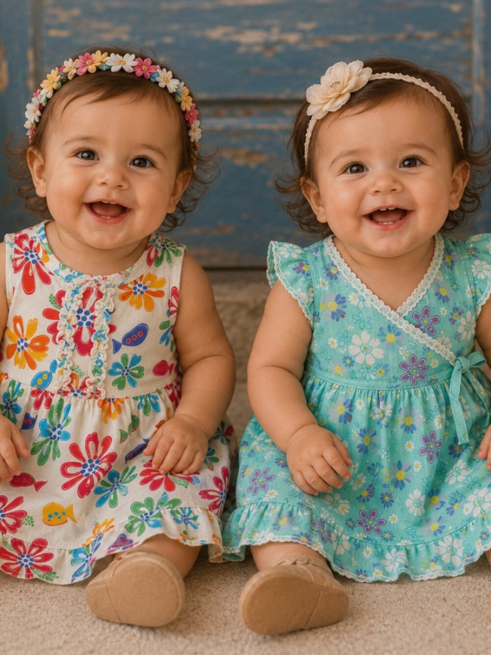 Baby Dress Set Sleeveless Floral Casual Multicolor Size 12-18 Month